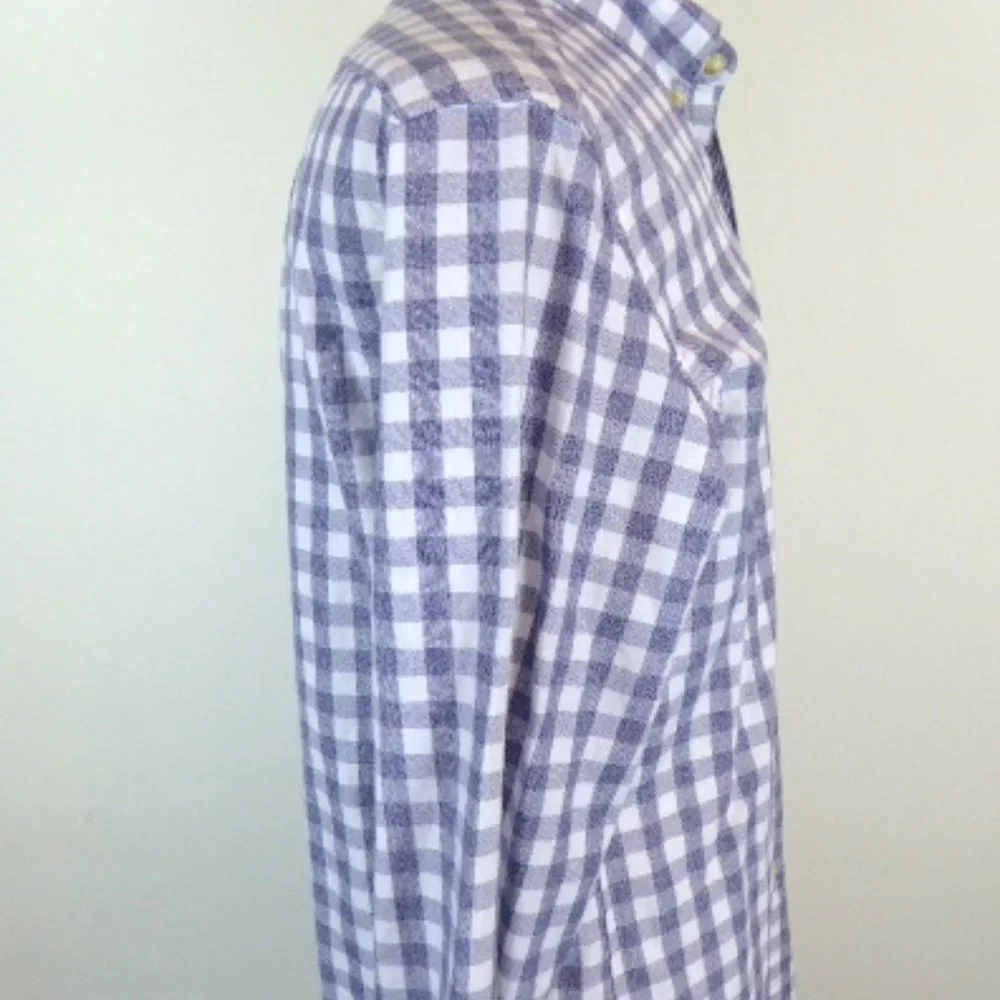 J Crew shirt navy blue white check plaid button down collar long sleeve M NWT